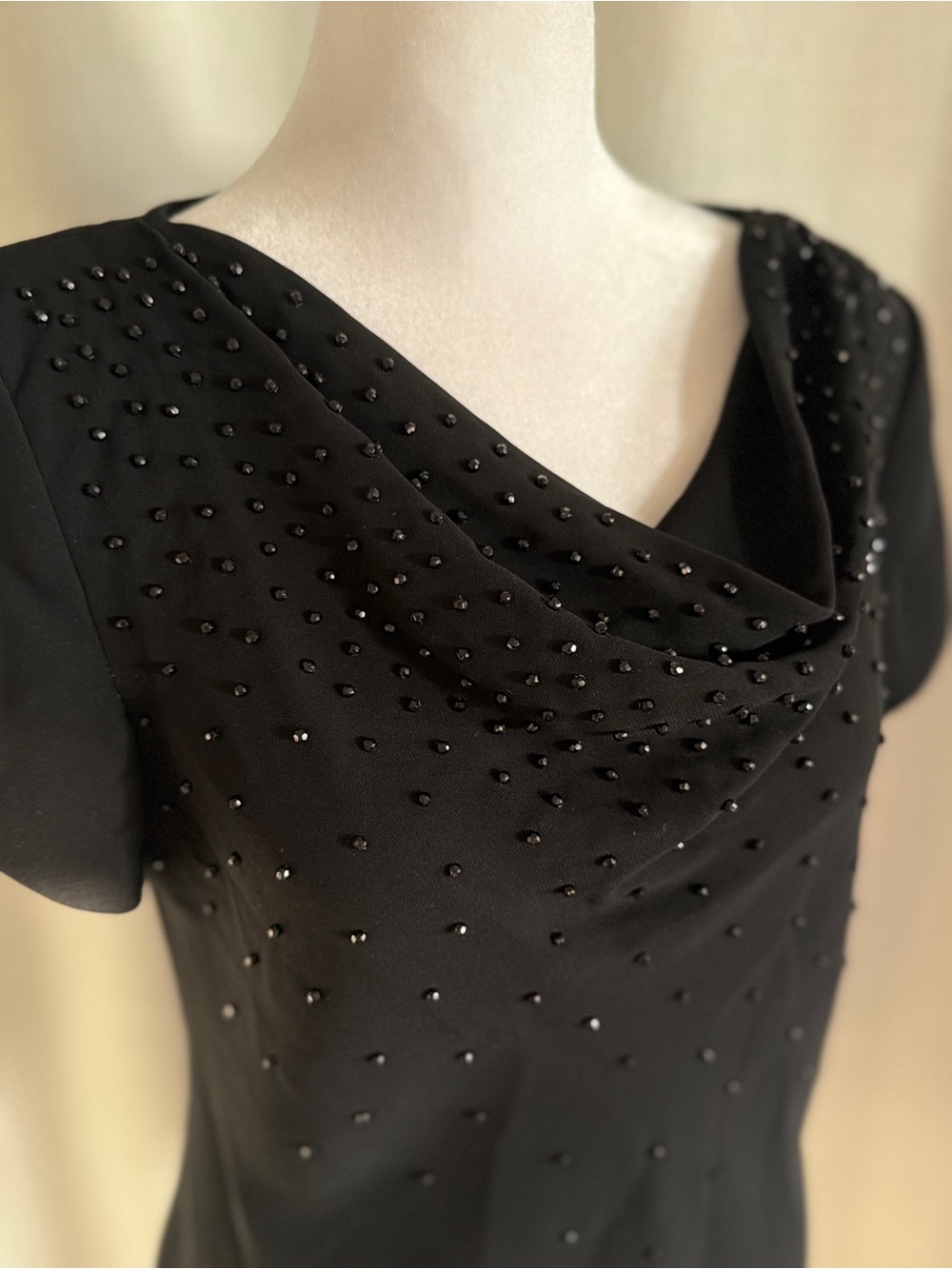SL Fashions Black Beaded Cowl Neck Blouse